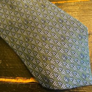Hermes Green Grape and Wine Barrel Mens Silk Tie